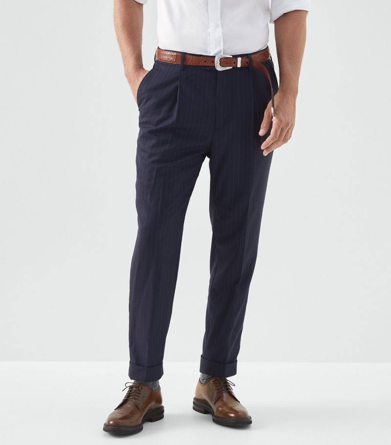 Brunello Cucinelli Brunello Cucinelli Virgin Wool Pinstripe Trousers