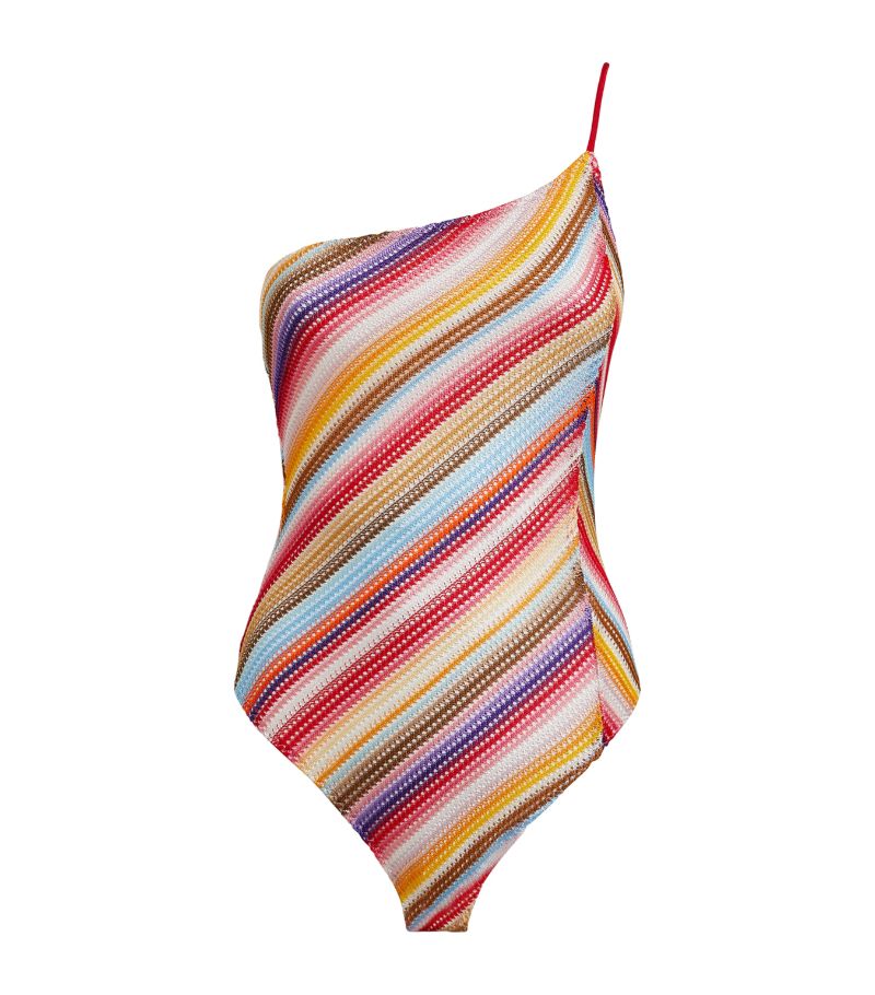 Missoni Missoni Striped One-Shoulder Swimsuit