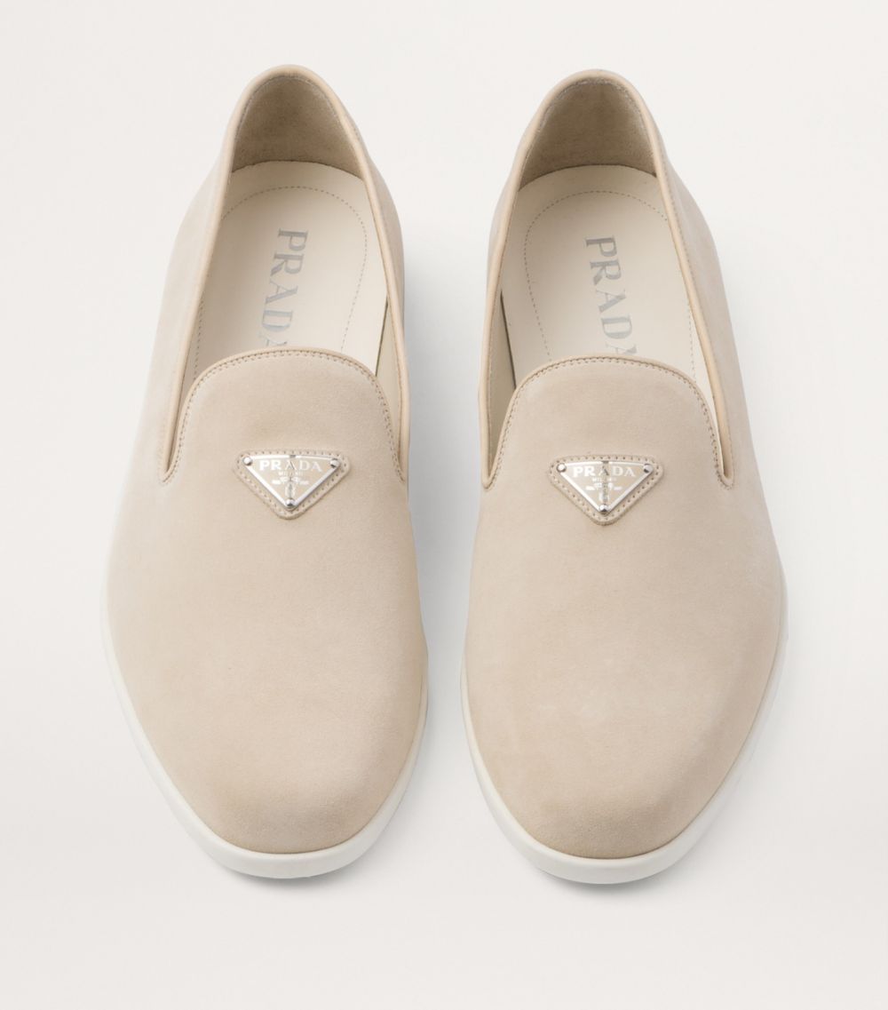 Prada Prada Leather Logo-Plate Loafers