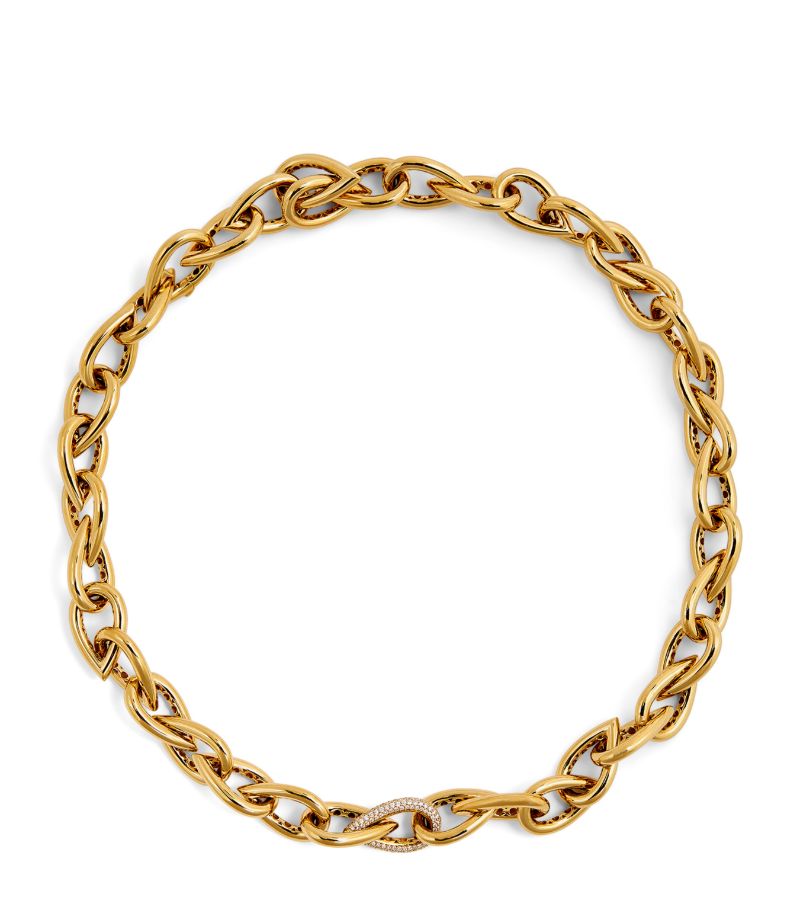 Engelbert Engelbert Yellow Gold And Diamond Drop Links Necklace