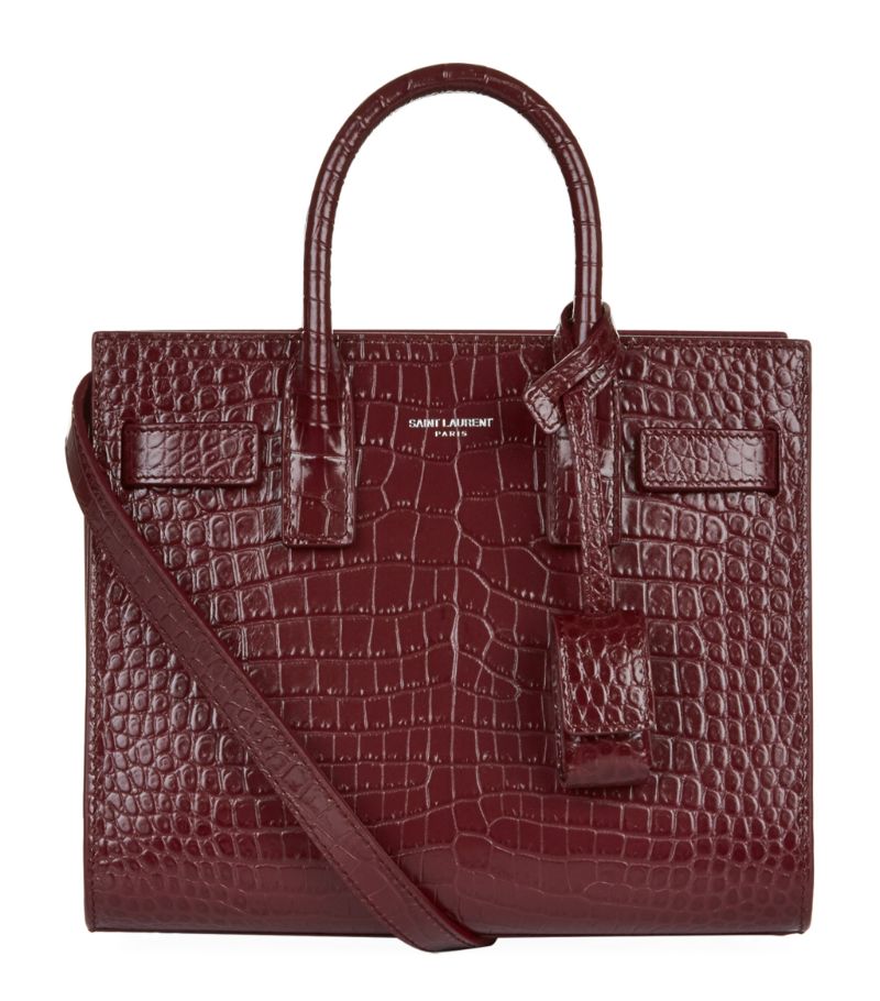 Saint Laurent Saint Laurent Nano Sac De Jour Croc-Embossed Tote Bag