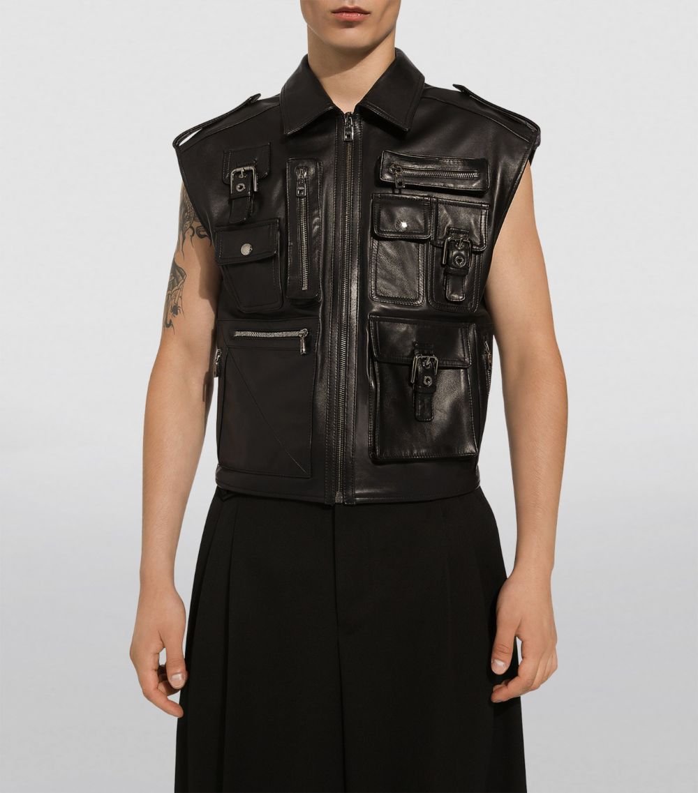 Dolce & Gabbana Dolce & Gabbana Bullhide Leather Cargo Gilet