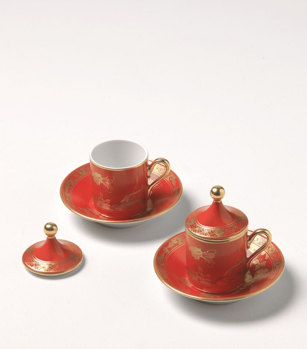 Ginori Ginori 1735 Oriente Italiano Rubrum Coffee Cup And Saucer