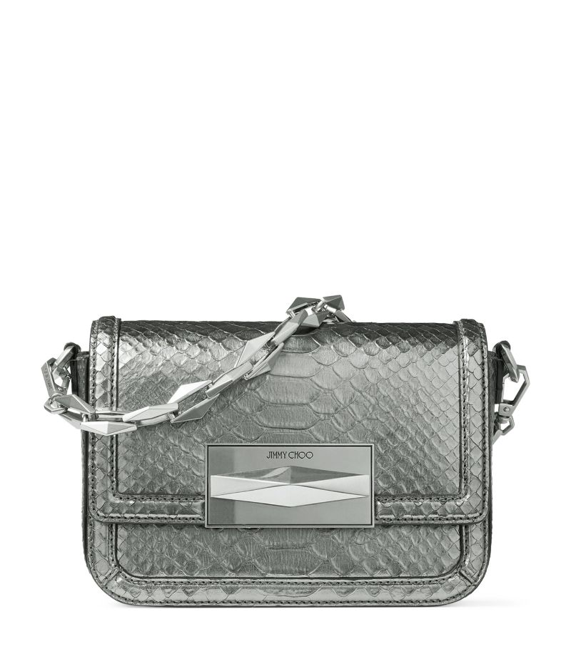 Jimmy Choo Jimmy Choo Leather Snakeskin-Embossed Diamond Cross-Body Bag