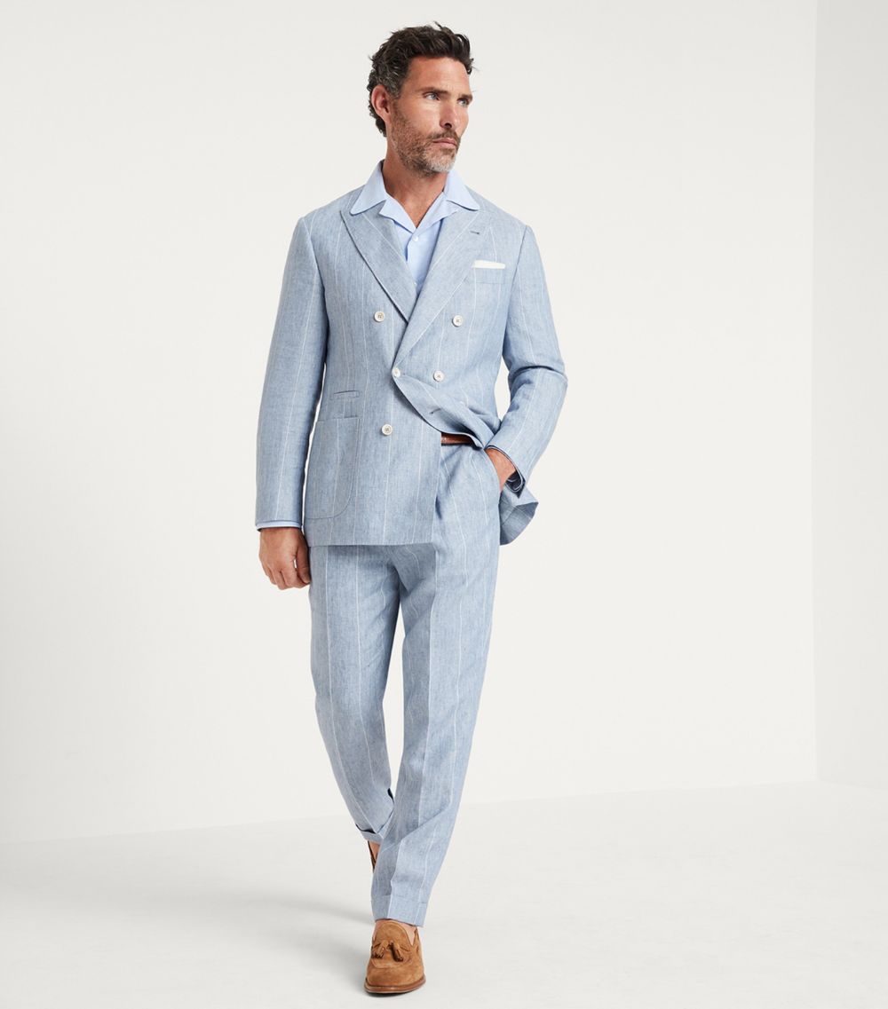 Brunello Cucinelli Brunello Cucinelli Linen Chalk-Stripe Trousers