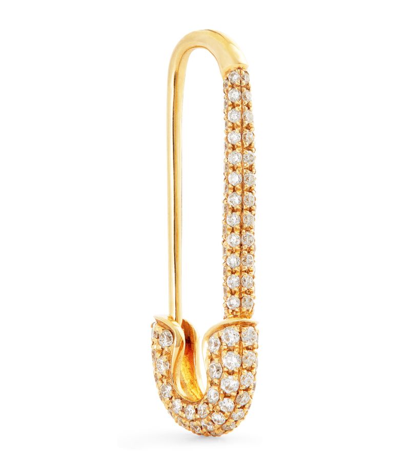 Anita Ko Anita Ko Yellow Gold And Diamond Safety Pin Single Left Earring