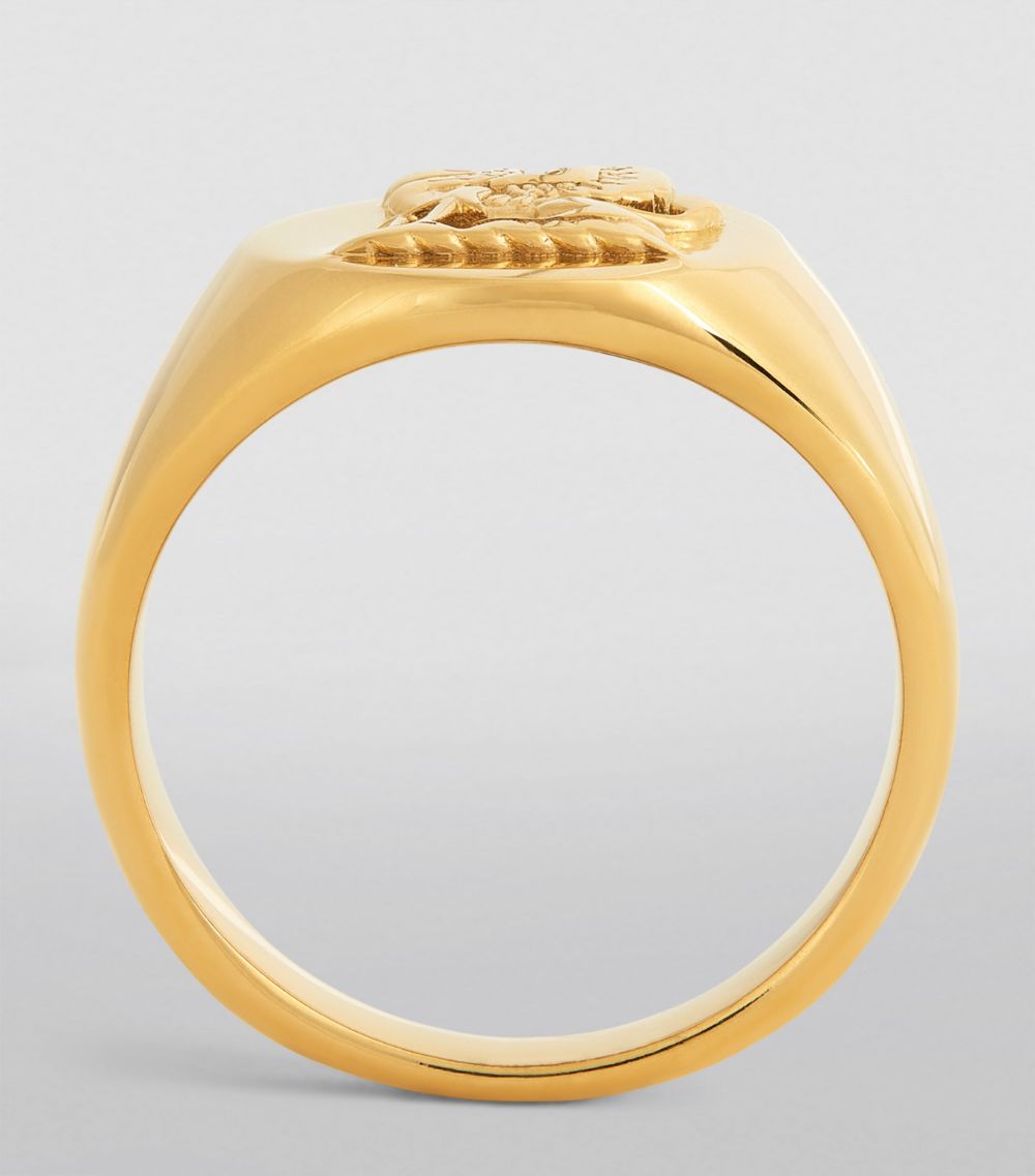 Nialaya Jewelry Nialaya Jewelry Gold-Plated Lion Crest Signet Ring