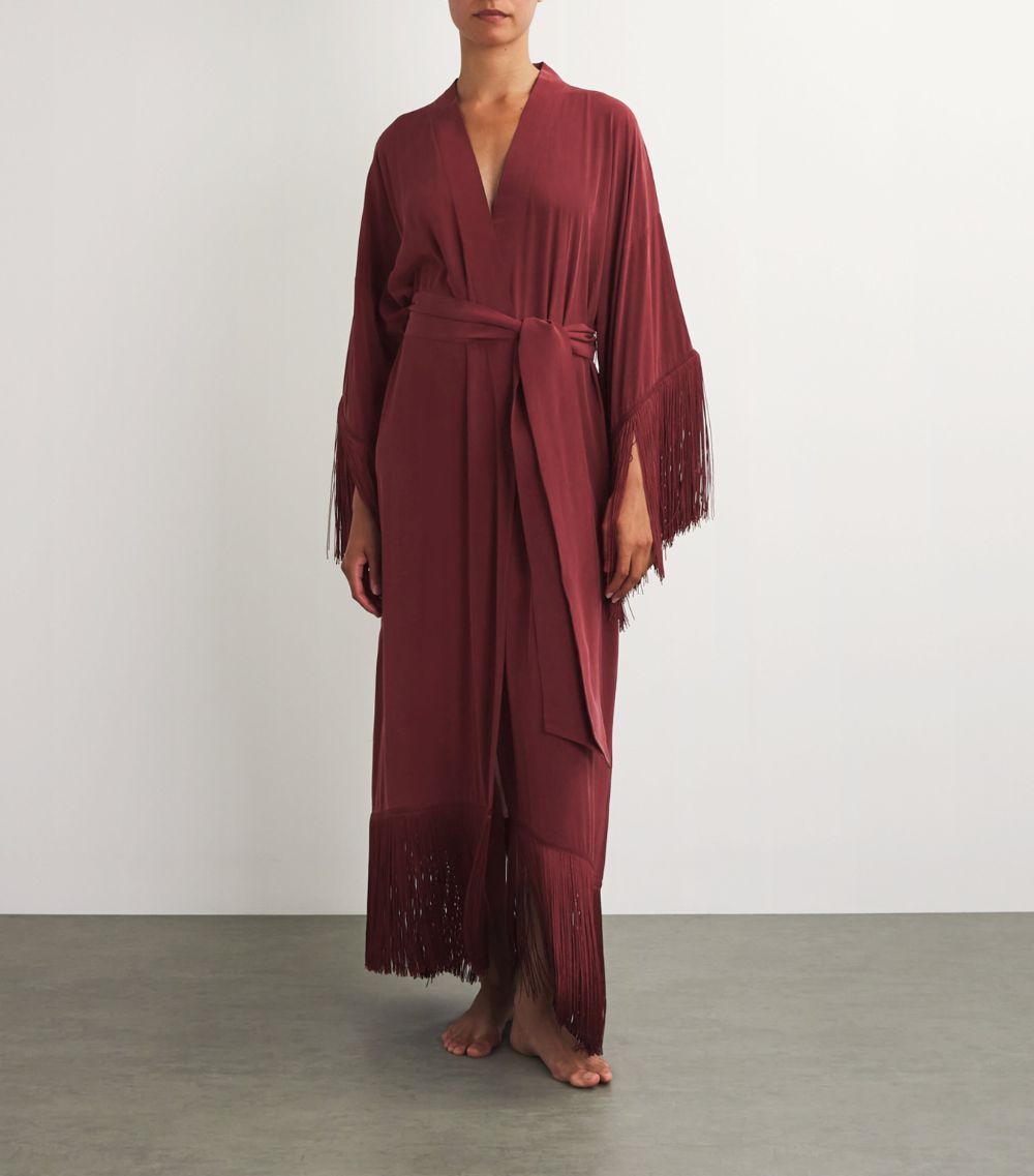 Olivia Von Halle Olivia Von Halle Silk Amina Fringed Robe