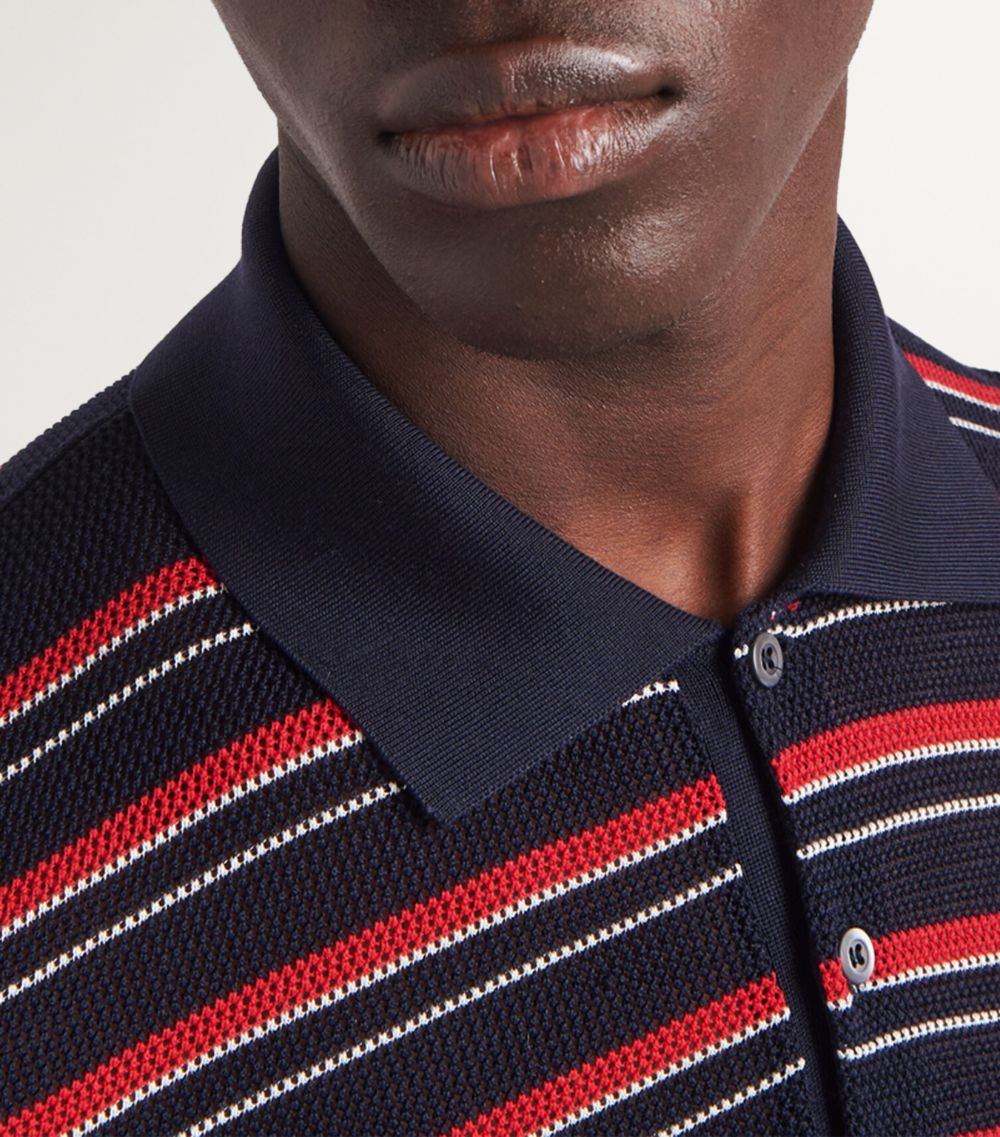 Prada Prada Silk Striped Polo Shirt