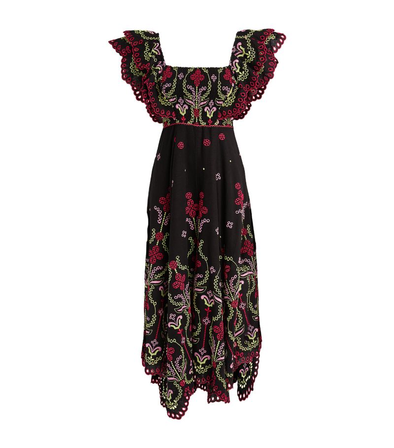 Charo Ruiz Ibiza Charo Ruiz Ibiza Ruffle-Sleeve Embroidered Midi Dress