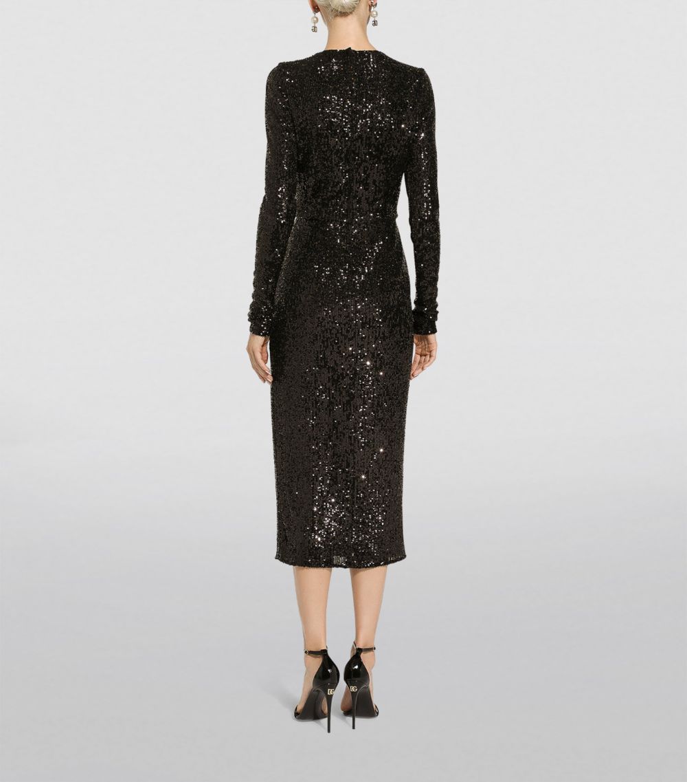 Dolce & Gabbana Dolce & Gabbana Sequin-Embellished V-Neck Midi Dress