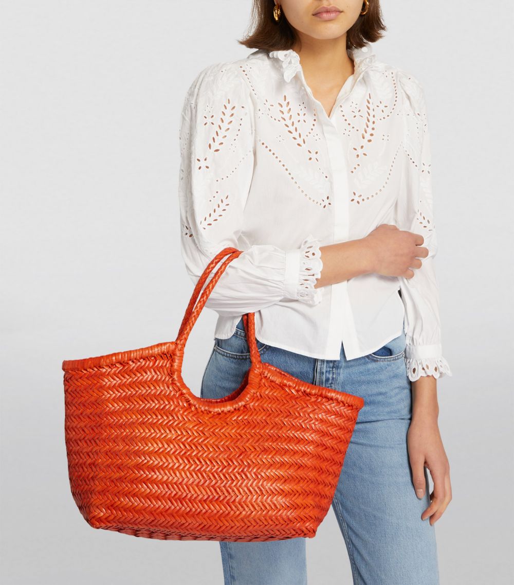 dragon diffusion Dragon Diffusion Large Leather Woven Nantucket Tote Bag