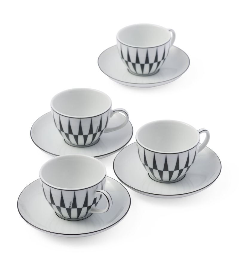 Prada Prada Stripes Coffee Cup And Saucer (Set Of 4)