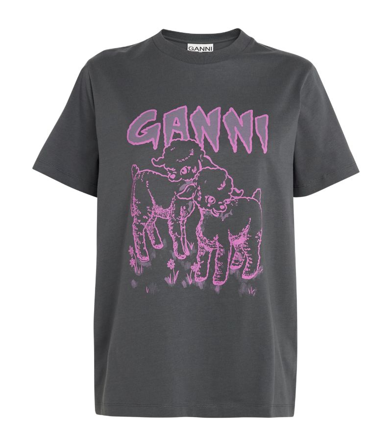 Ganni Ganni Lamb Print T-Shirt