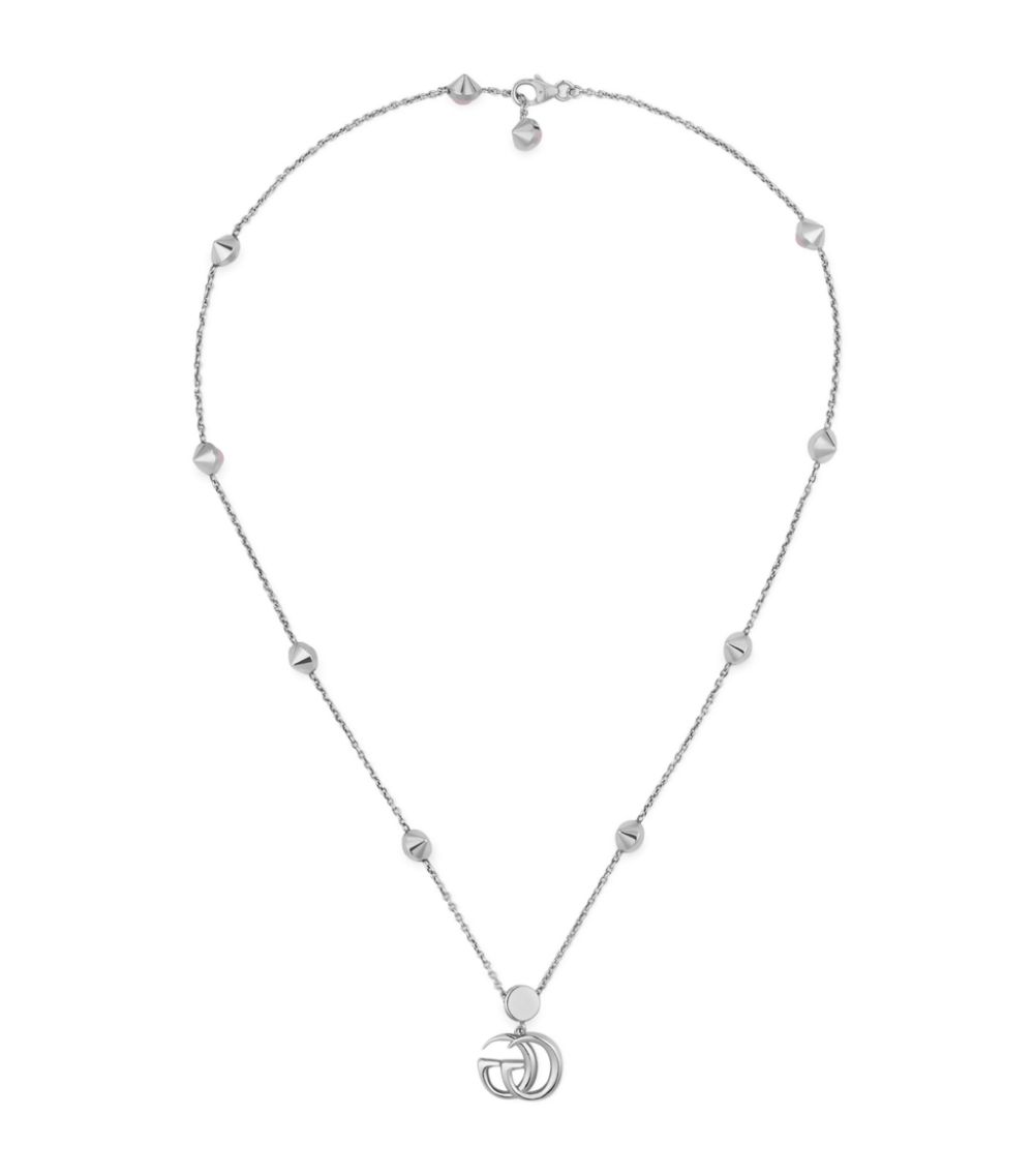 Gucci Gucci Sterling Silver and Mother-of-Pearl Double G Necklace