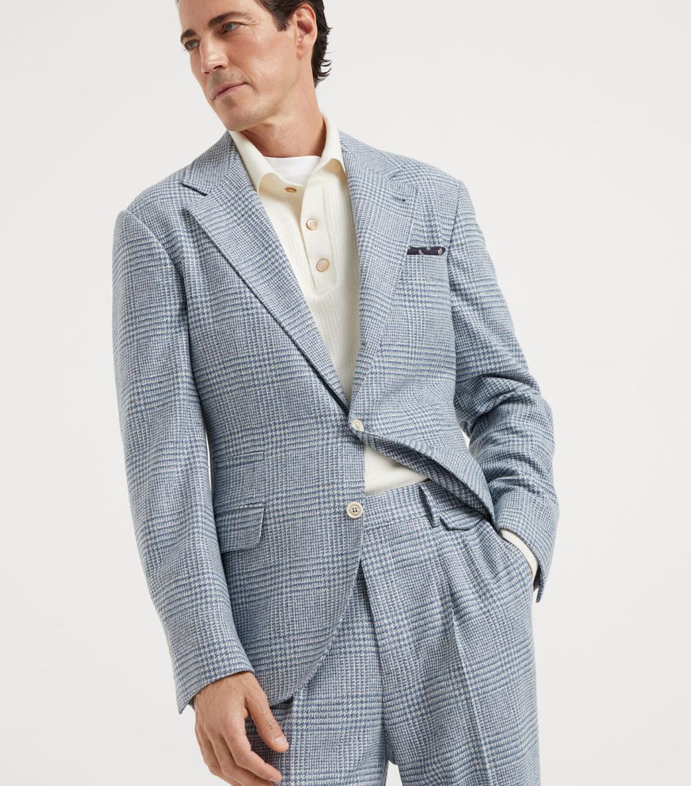 Brunello Cucinelli Brunello Cucinelli Wool-Blend Prince Of Wales Check Blazer