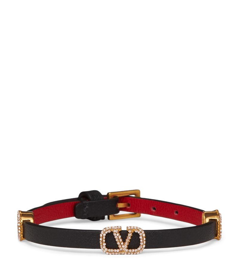 VALENTINO GARAVANI Valentino Garavani Leather Embellished Vlogo Bracelet