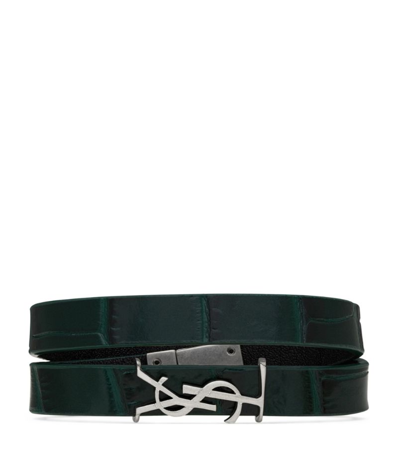 Saint Laurent Saint Laurent Leather Opyum Double Wrap Bracelet