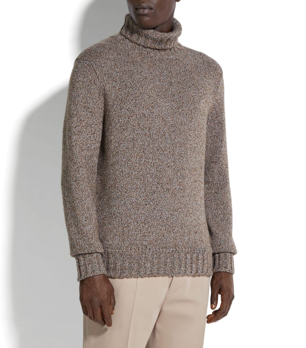 zegna Zegna Mélange Oasi Cashmere Rollneck Sweater