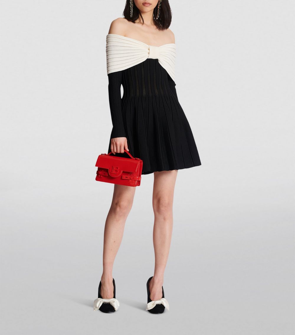 Balmain Balmain Off-The-Shoulder Knitted Mini Dress