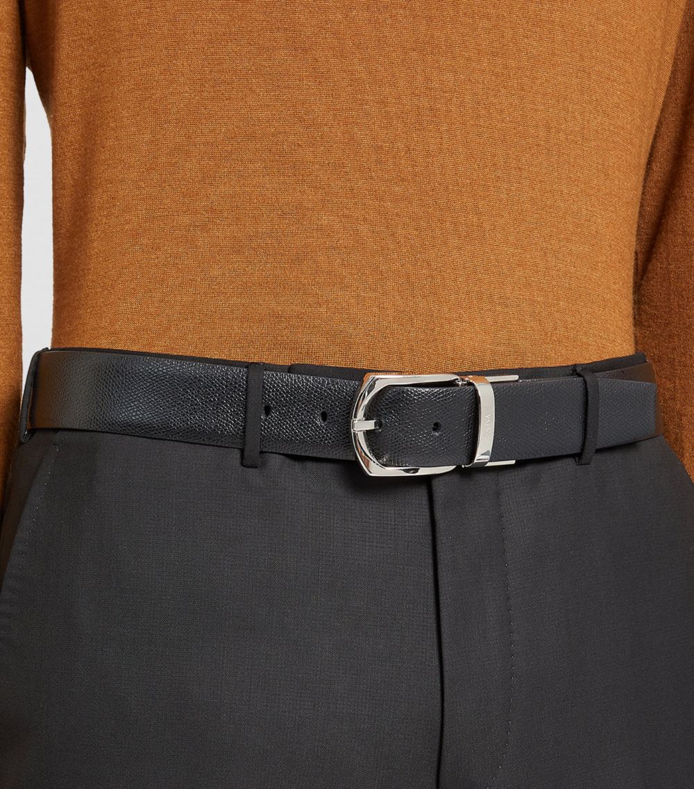 zegna Zegna Engraved Calfskin Reversible Belt