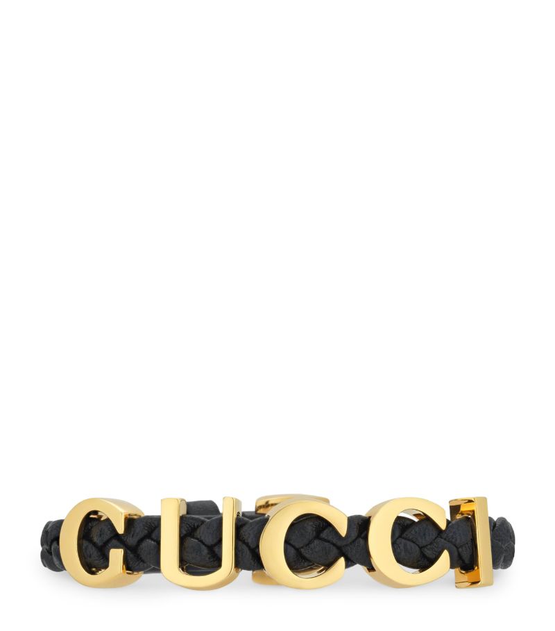 Gucci Gucci Leather Logo Bracelet