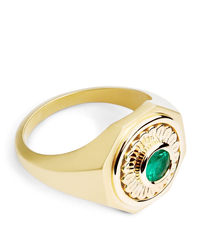 Orly Marcel Orly Marcel Yellow Gold And Emerald Mandala Ring
