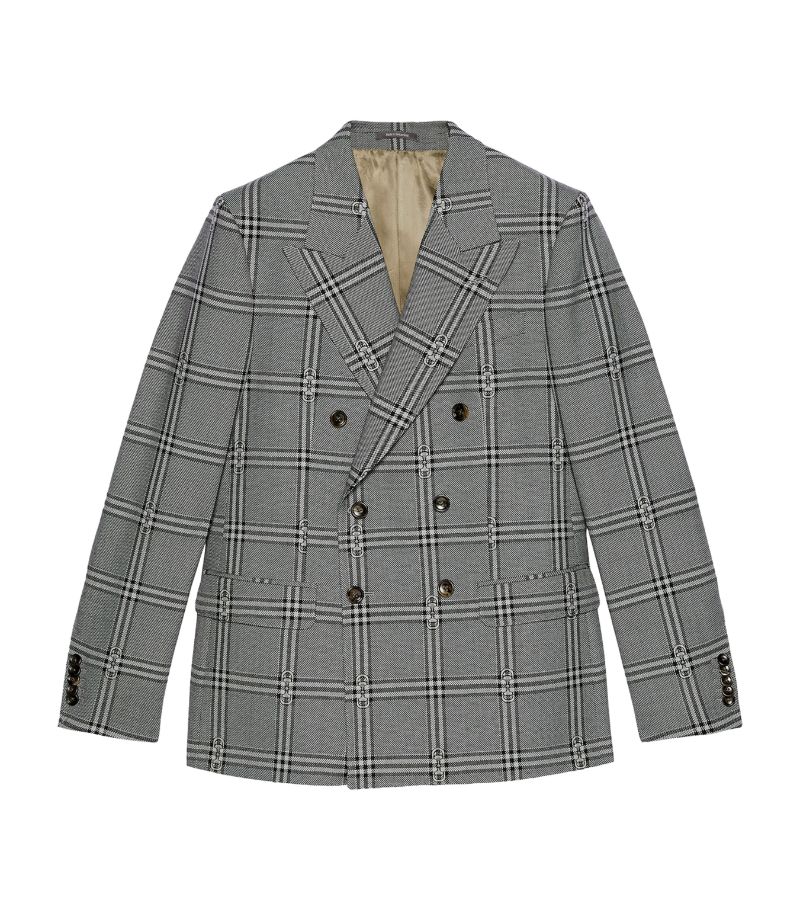 Gucci Gucci Wool Horsebit Check Blazer