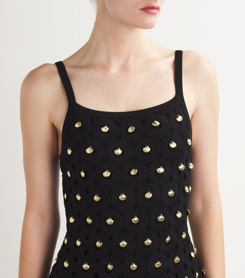  Sandro Shell-Embroidered Mini Dress