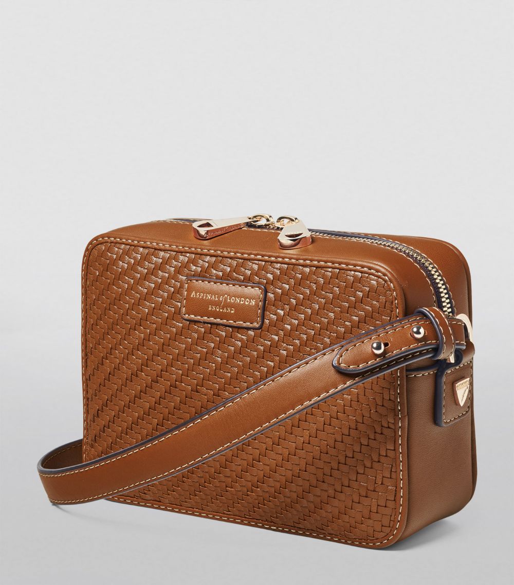  Aspinal Of London Leather Woven Camera Bag