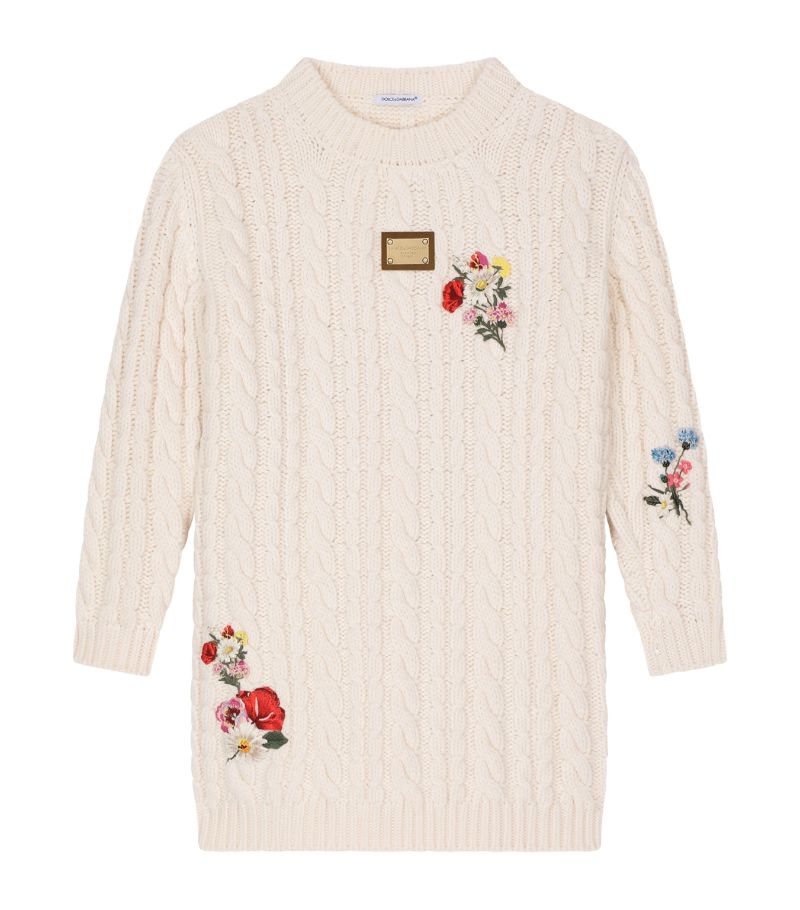 Dolce & Gabbana Dolce & Gabbana Kids Cable-Knit Embroidered Dress (2-6 Years)