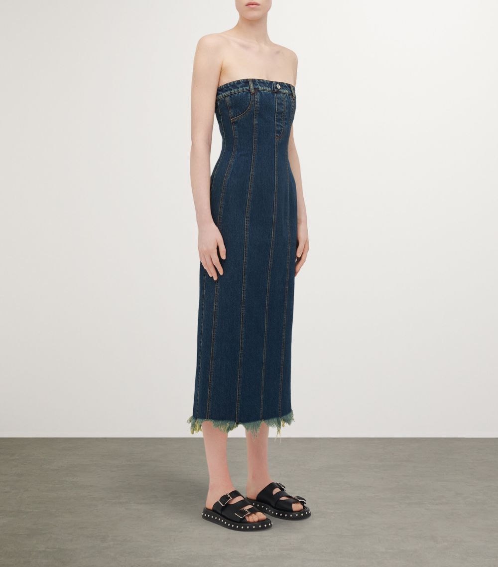 Alexander McQueen Alexander Mcqueen Denim Bustier Midi Dress