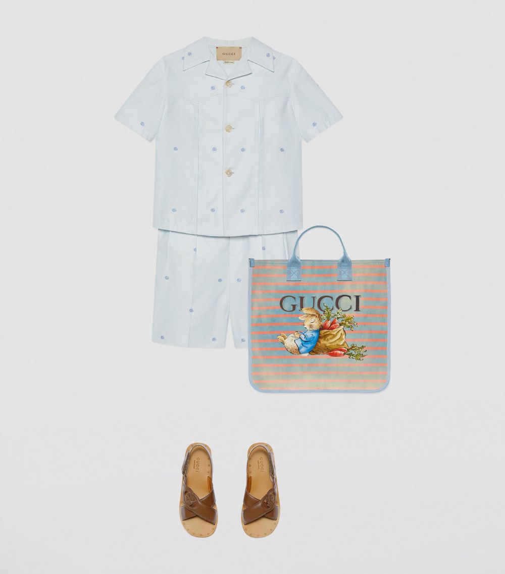 Gucci Gucci Kids Cotton Gg Embroidered Shirt (4-12 Years)