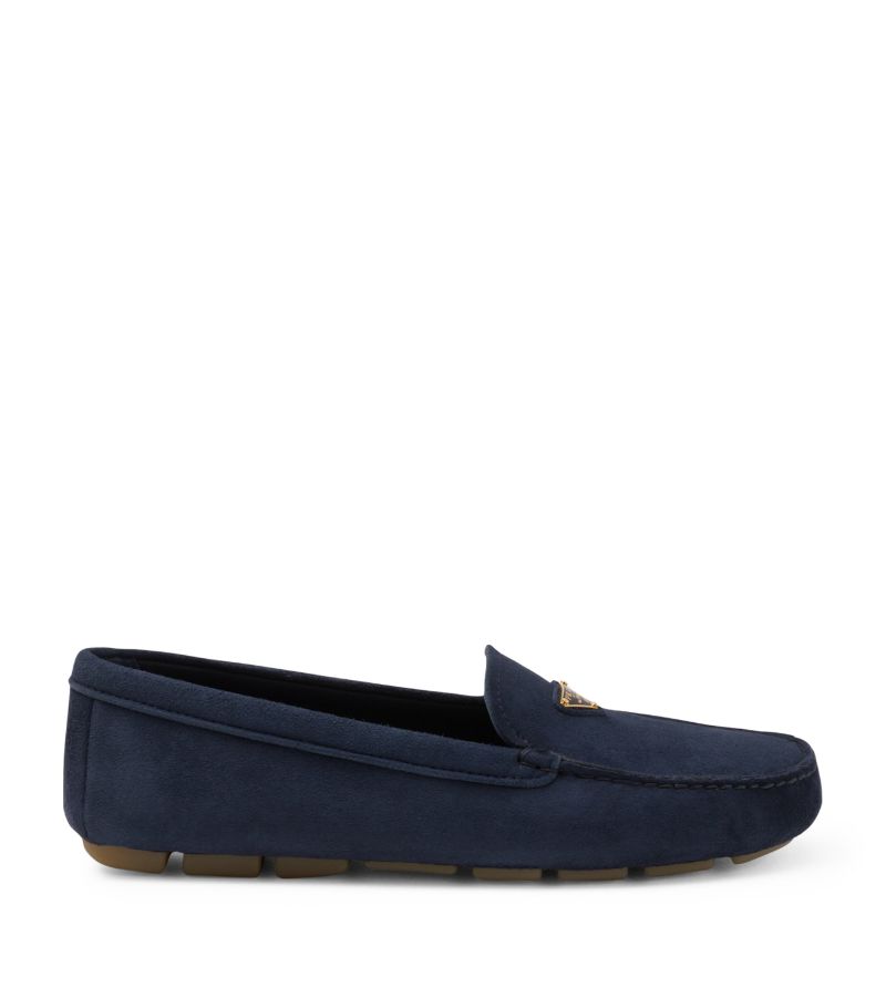 Prada Prada Suede Triangle Driving Loafers