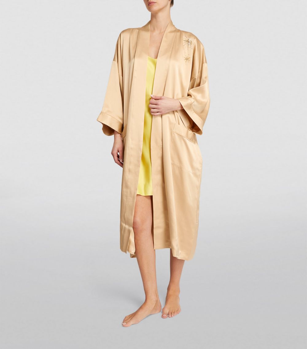 Olivia Von Halle Olivia Von Halle Embellished Silk Sabine Robe