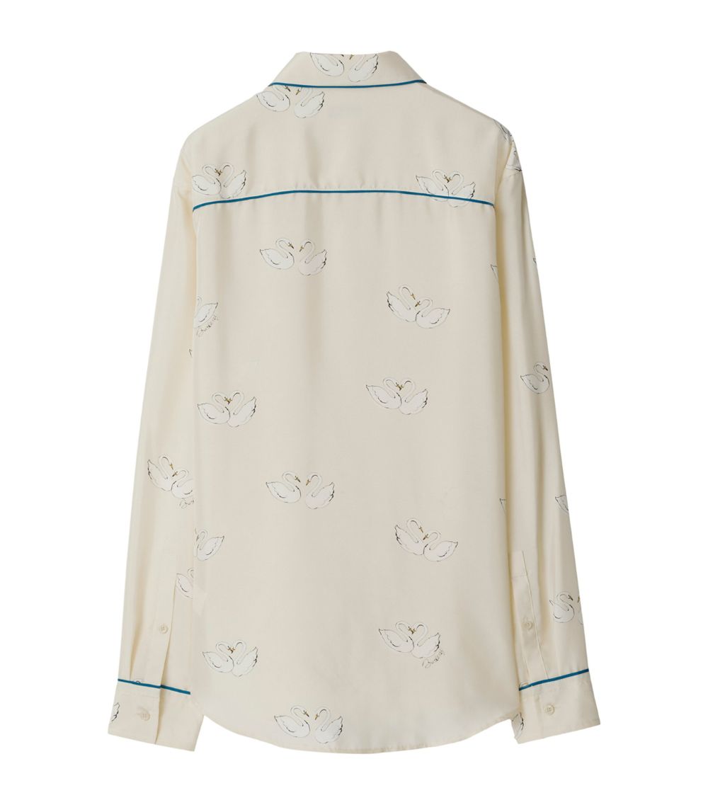 Burberry Burberry Silk Swan-Print Shirt