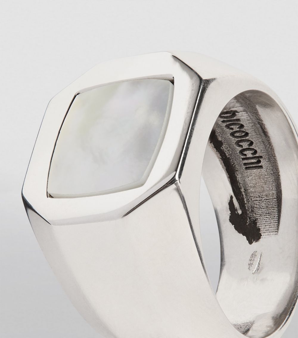 Emanuele Bicocchi Emanuele Bicocchi Sterling Silver And Mother-Of-Pearl Chevalier Ring