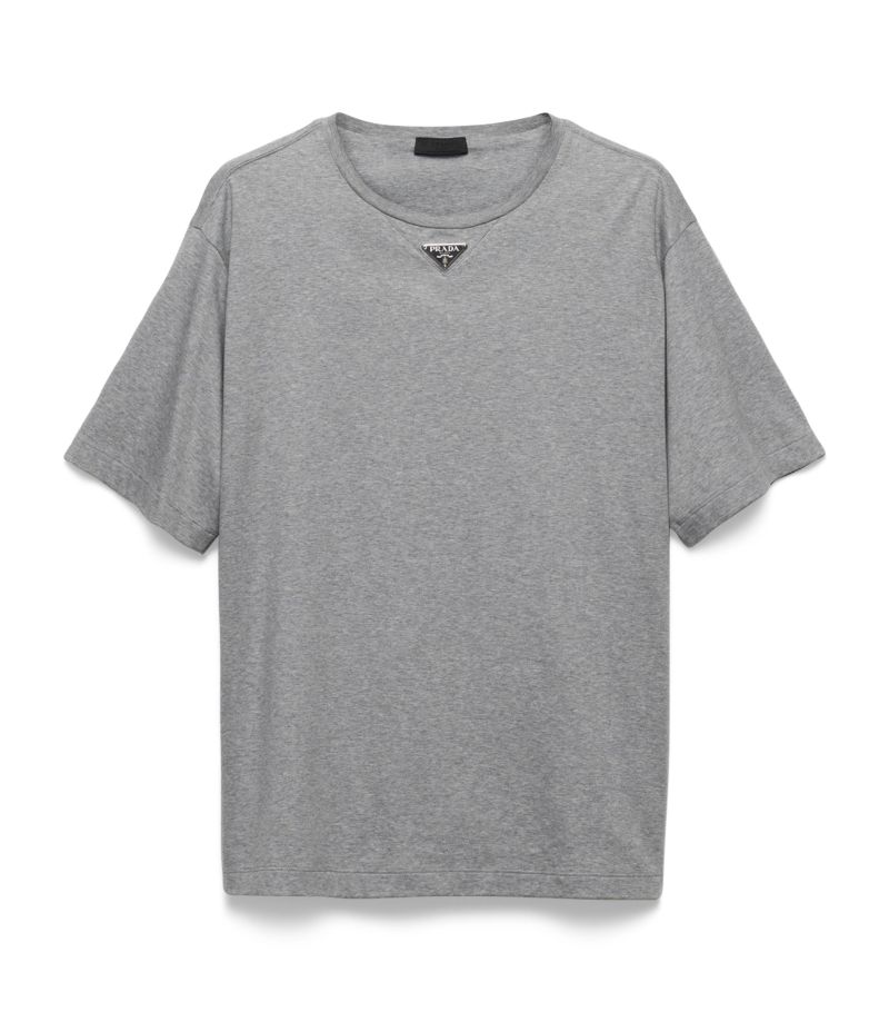 Prada Prada Cotton Logo-Plaque T-Shirt