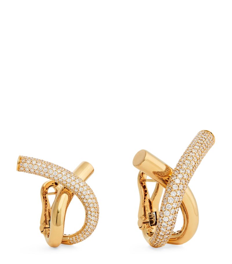 Engelbert Engelbert Yellow Gold and Diamond Half Pave Loop Earrings