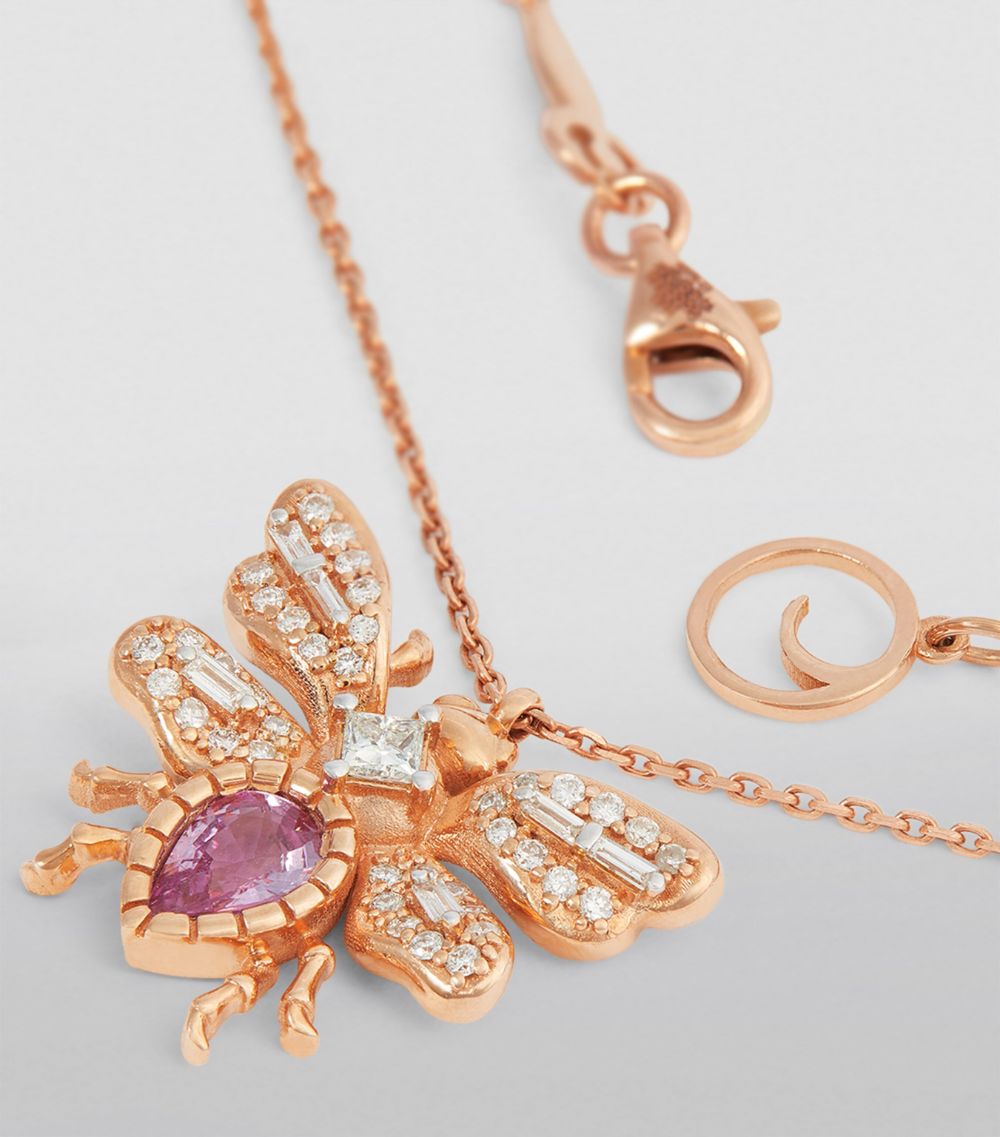 Bee Goddess Bee Goddess Rose Gold, Diamond And Sapphire Honey Bee Necklace