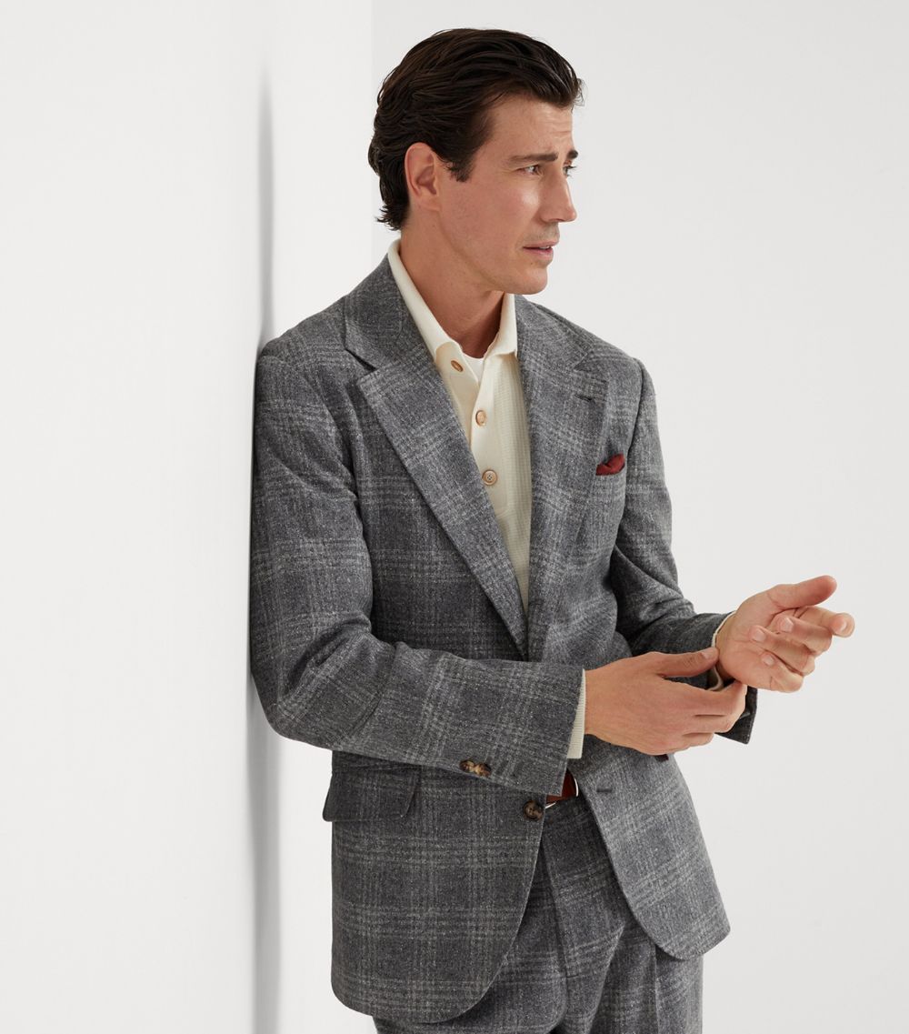 Brunello Cucinelli Brunello Cucinelli Silk-Wool-Cashmere Check Blazer