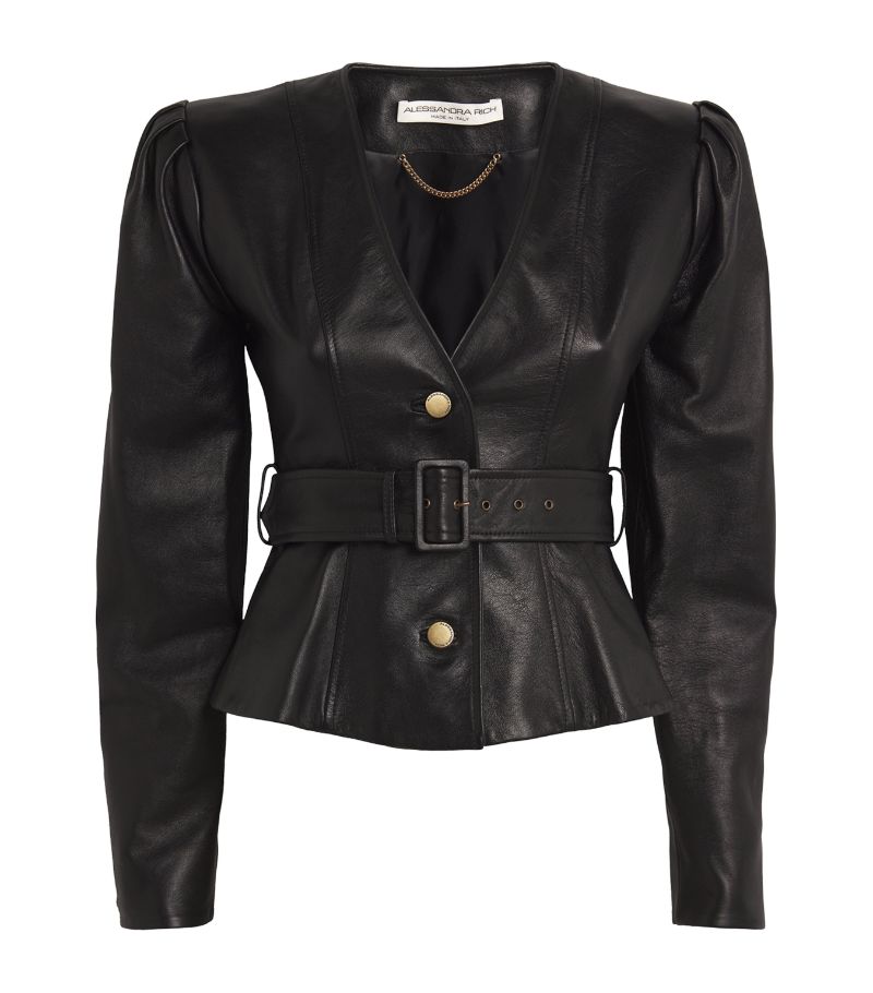Alessandra Rich Alessandra Rich Learher Belted Jacket