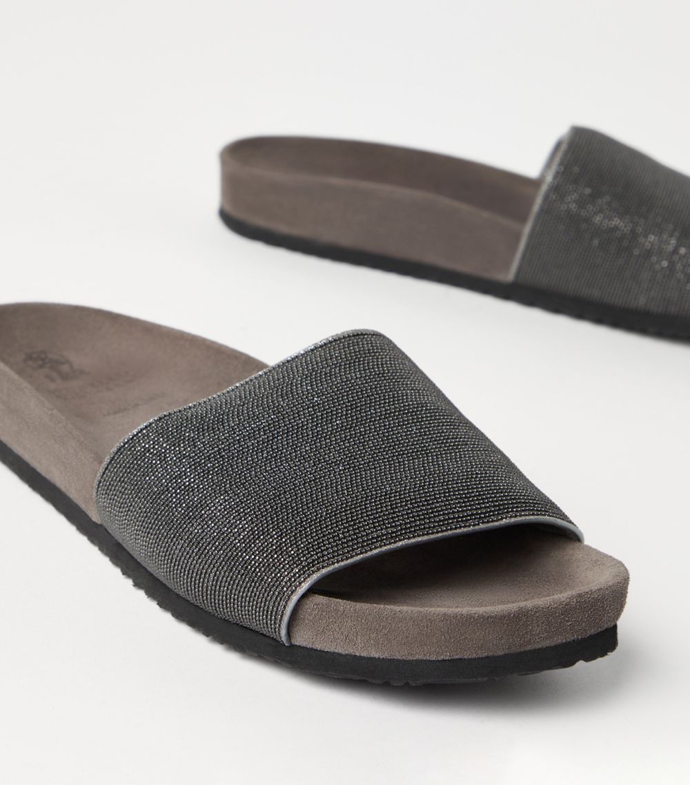 Brunello Cucinelli Brunello Cucinelli Leather Monili-Embellished Slides