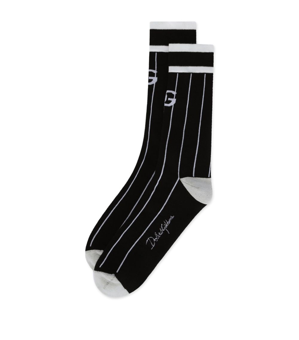 Dolce & Gabbana Dolce & Gabbana Striped Logo Socks