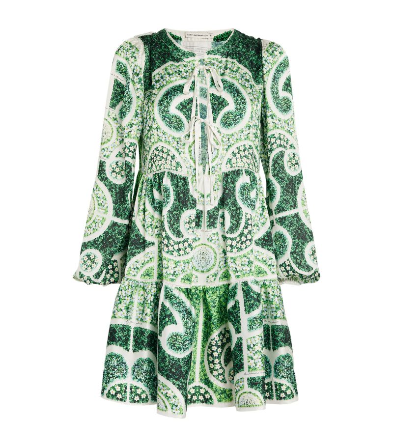 Mary Katrantzou Mary Katrantzou Green Topiary Tiered Midi Dress