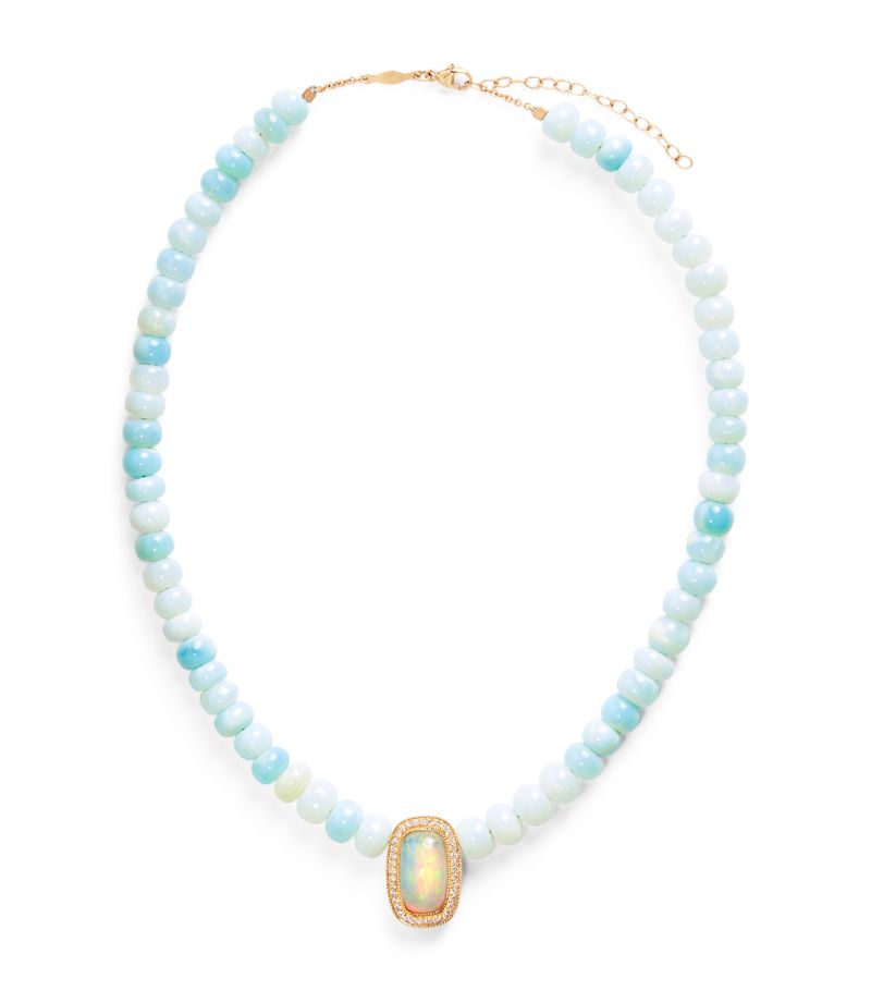 Jacquie Aiche Jacquie Aiche Yellow Gold, Diamond and Opal Bead Necklace