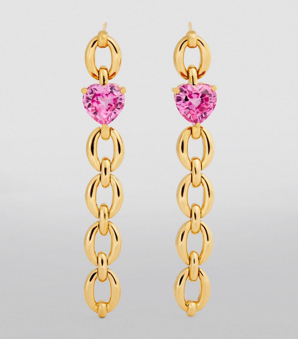 Nadine Aysoy Nadine Aysoy Yellow Gold And Pink Topaz Catena Earrings