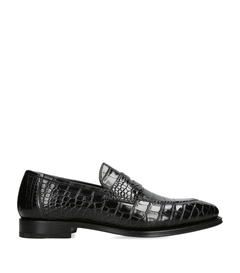 Santoni Santoni Crocodile Skin Duke Penny Loafers