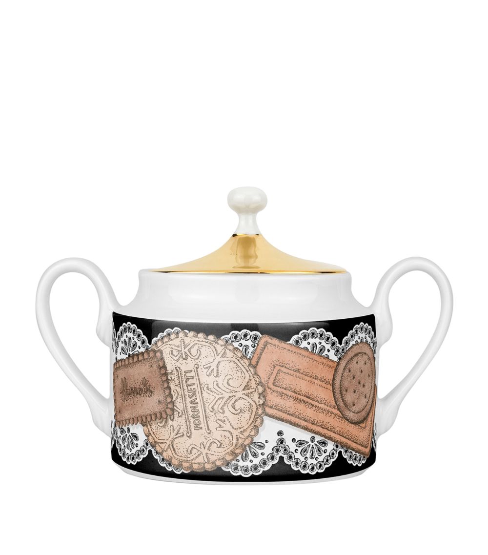 Fornasetti Fornasetti 175 Anniversary Edition Porcelain Biscotti Sugar Bowl