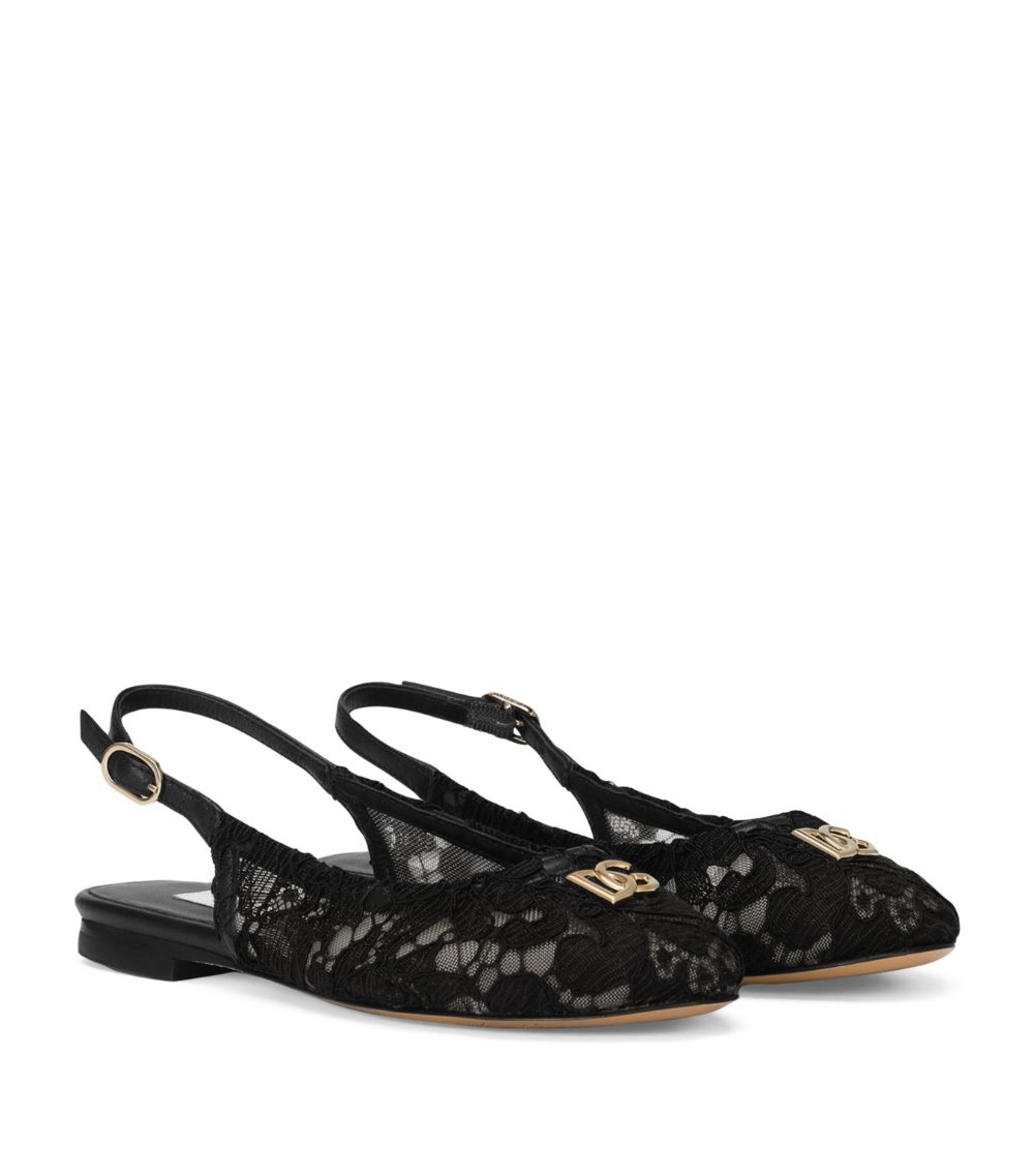 Dolce & Gabbana Dolce & Gabbana Kids Lace Slingback Flats